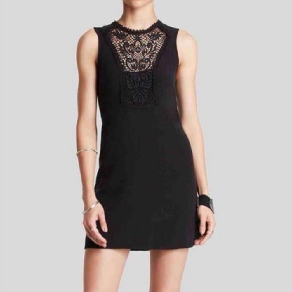 Free People l Maribelle Crochet Button Back Sleeveless Black Mini Dress XS